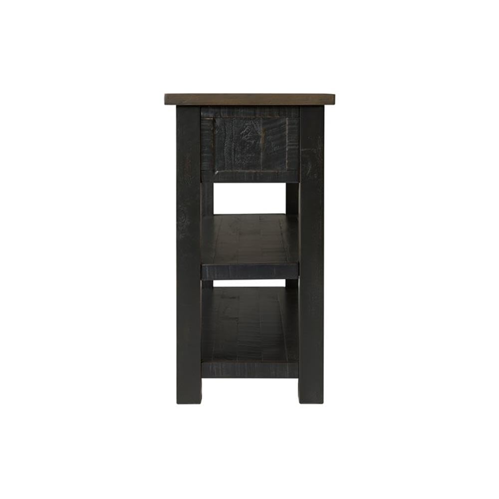 Martin Svensson Home Solid Wood Sofa Console Table, Black with Brown Top