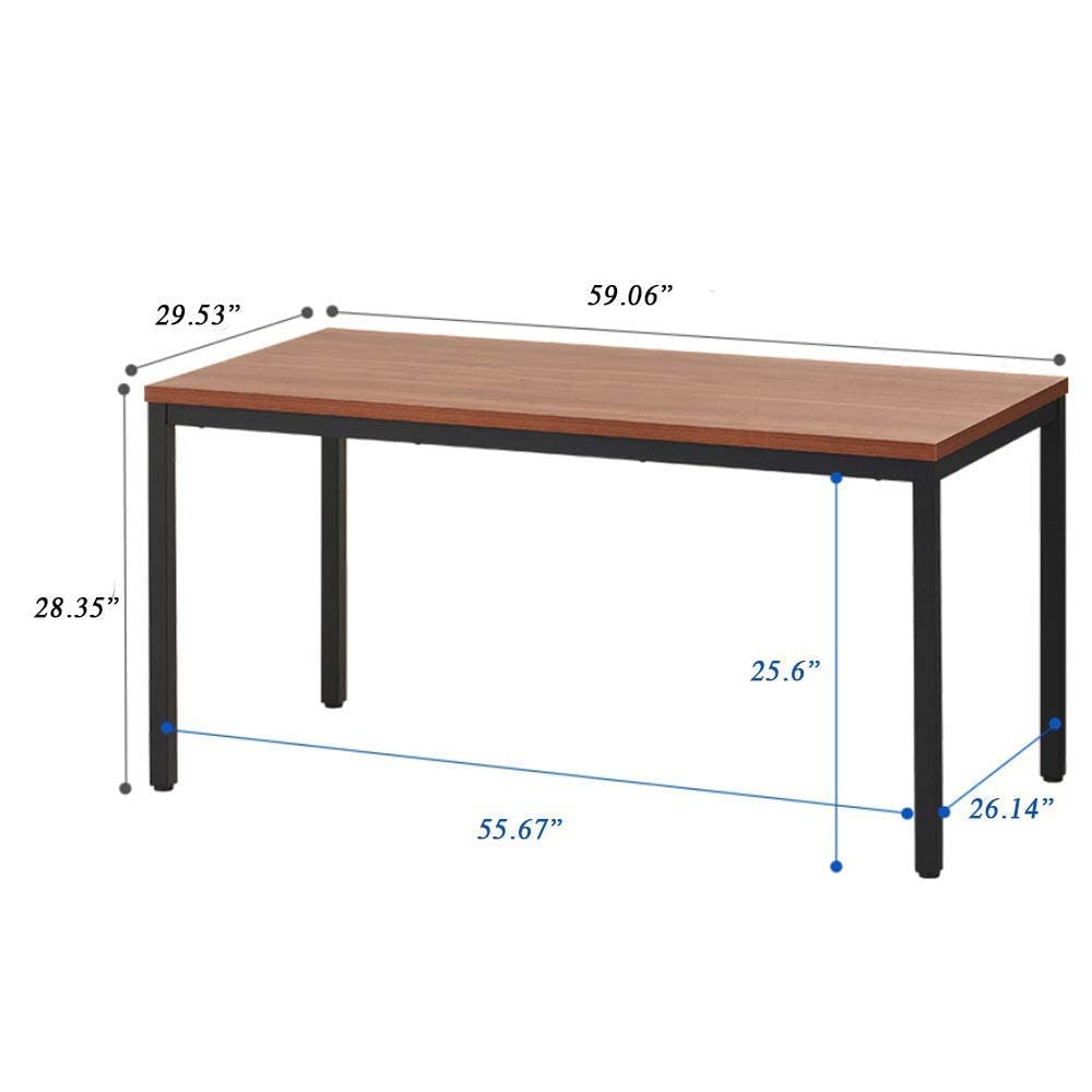 A AIRLLEN 60 Inch Computer Desk, 500 lbs Heavy Duty Sturdy Office Desk with MDF Honeycomb Top, Modern Writing Table with Thick Square Steel Frame, 15-Min Easy Assembly, Walnut