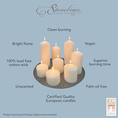 Stonebriar Unscented White Tall Pillar Candles, 65 Hour Burning Candle Pillars, Perfect for Decor, Weddings, Emergencies 3" X 6", 6 count