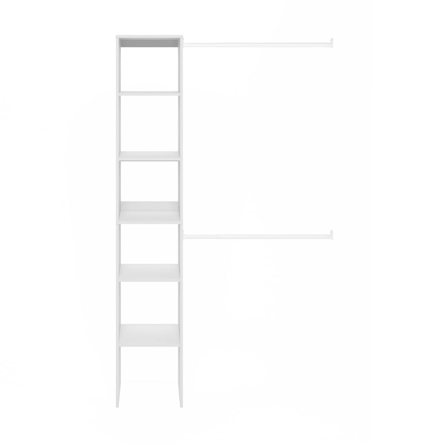 Furinno FANO Closet Organizers and Storage, 5-Tier Closet Storage Organizer with 2 Hanging Bars, Wardrobe Closet Shelf Towers, Adjustable Shelves, for Wardrobe, Bedroom, Living Room, White