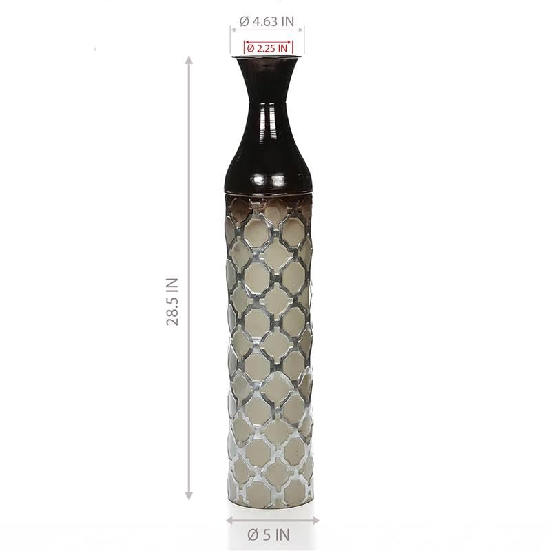 Hosley Metal Brown Tones Moroccan Embossed Floor Vase 28.5 Inch High. Great Vase for Dried Floral Arrangements Craft Projects Ideal Gift for Wedding Special Occasion Home Office