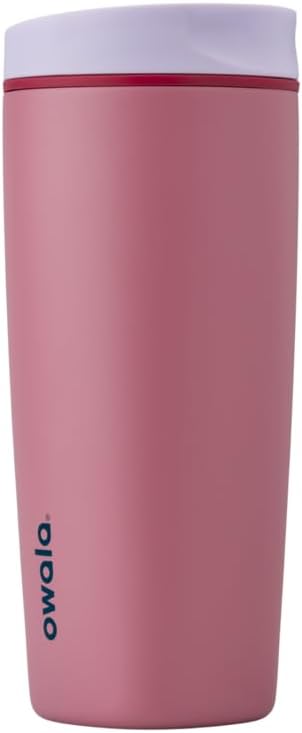 Owala SmoothSip Slider Insulated Stainless Steel Coffee Tumbler, Reusable Iced Coffee Cup, Hot Coffee Travel Mug, BPA Free 20 oz, Purple/Pink (Crochet Queen) (Pack of 8)