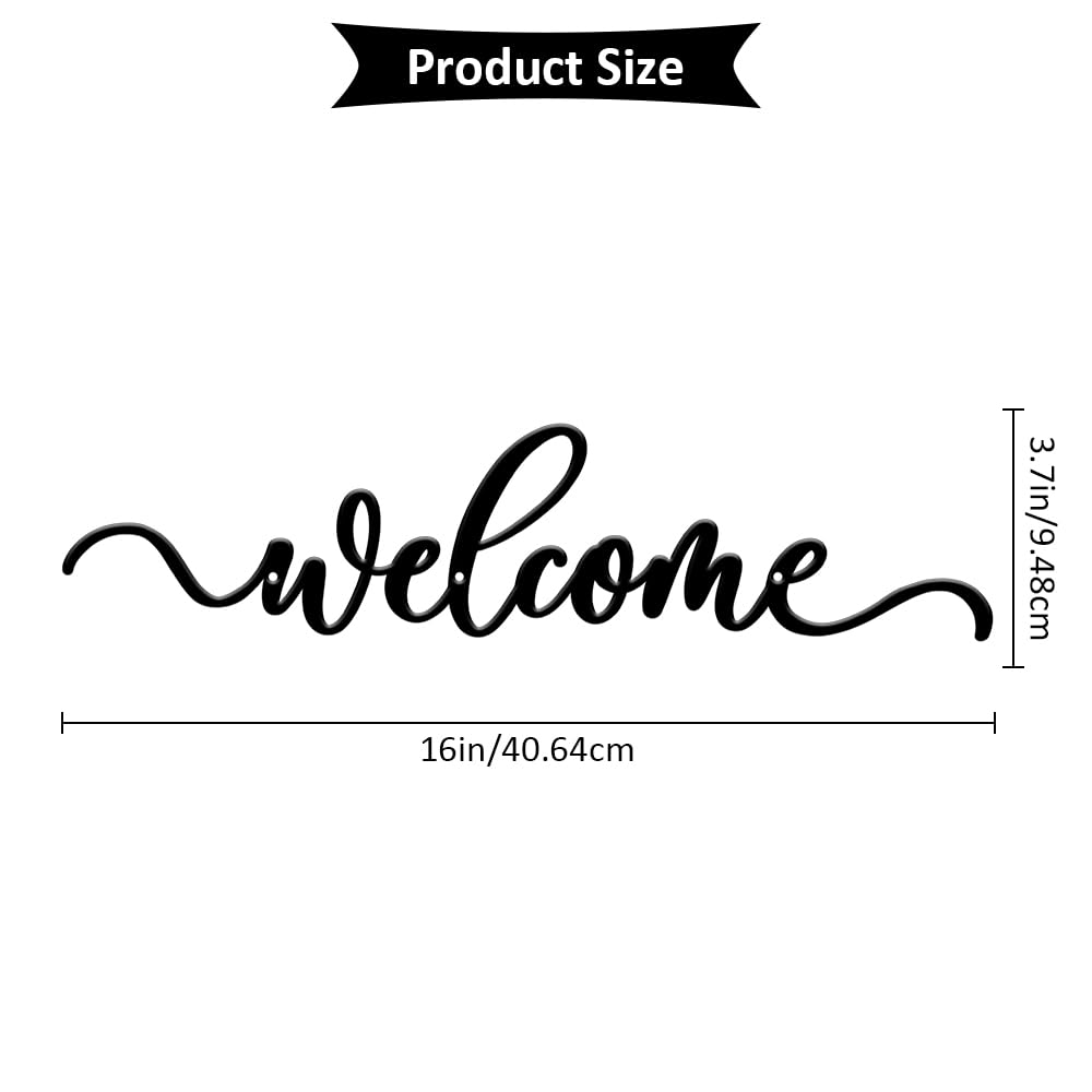 Prrivnix Metal Welcome Sign - 16 Inch Wall Art - Modern Rustic Decor - Outdoor Use - Funny Theme - Wall Mount - 1 Count - Bedroom
