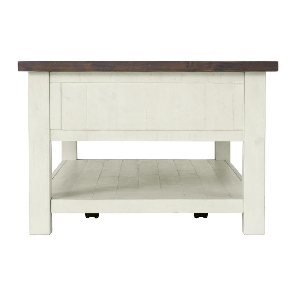 Martin Svensson Home Solid Wood Coffee Table, Cream White with Brown Top