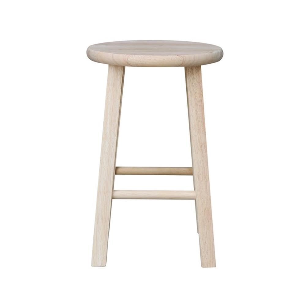 International Concepts Round Top Stool, 18-Inch Seat Height, Solid Parawood, Unfinished