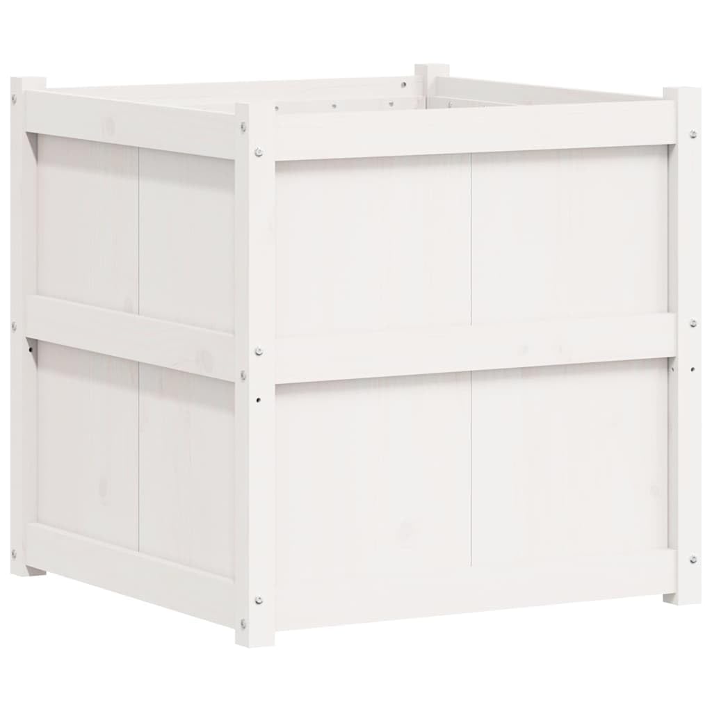 hliofuir 27 6 inch Solid Pine Wood White Square Raised Garden Planter Box Outdoor, 27 6 x 27 6 x 27 6 in Weather Resistant Large Elevated Plant Bed for Patio Terrace Balcony
