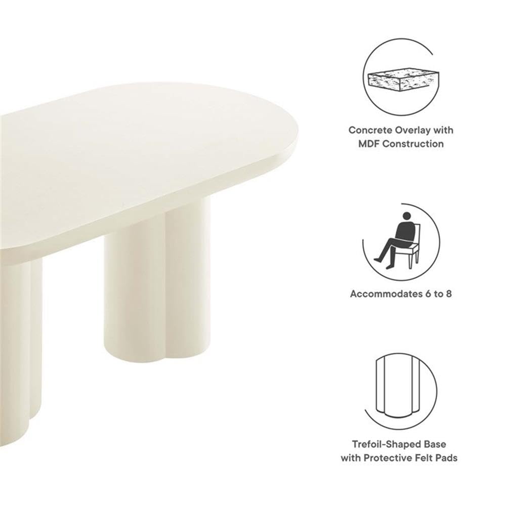 Modway EEI-6764-WHI Caspian 72" Oval Concrete Dining Table, White