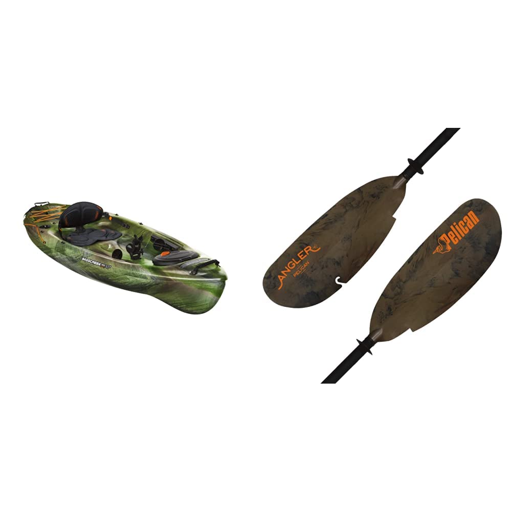 Pelican Basscreek 100XP Fishing Kayak and Standard Kayak Paddle Bundle