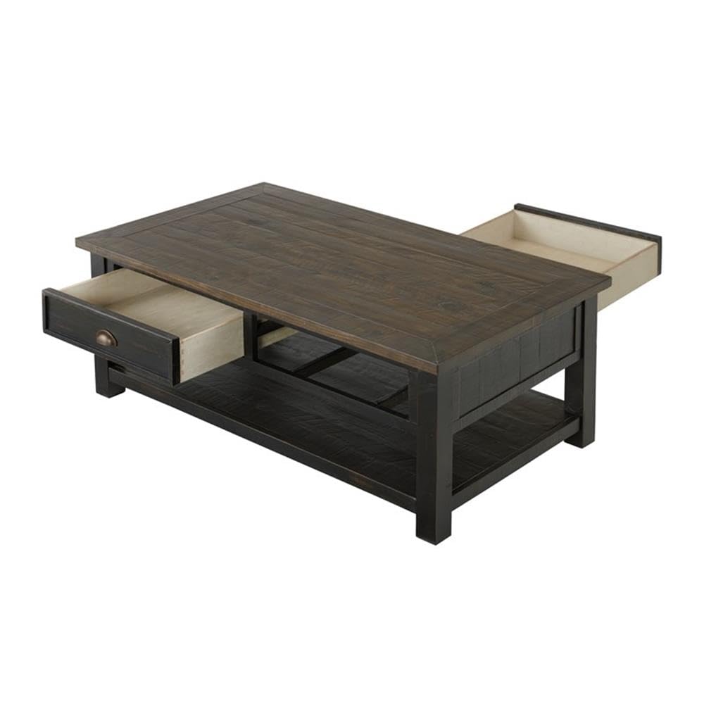 Martin Svensson Home Solid Wood Coffee Table, Black with Brown Top