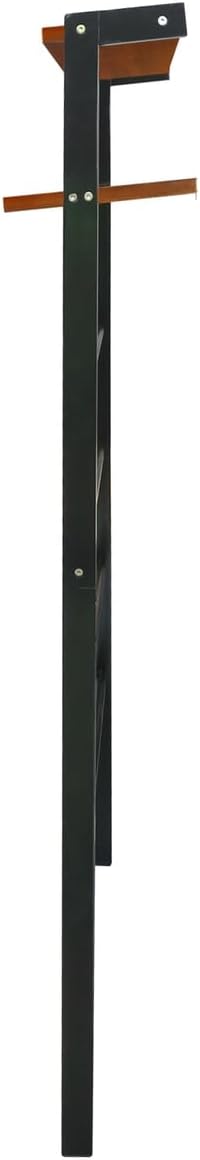 Space Saving 100% Solid Wood 6-Tier Blanket Ladder with Two Storage Shelves - Black/Sweet Oak