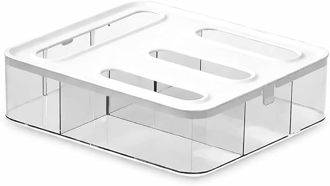 Storage Bag Organizer for Kitchen Drawer – 4 in 1 Plastic Baggie Organizer with Labels | Fits Gallon, Quart, Sandwich & Snack Bags | Ziplock Food Storage Bag Holder | Wall Mount or Drawer Use (White)