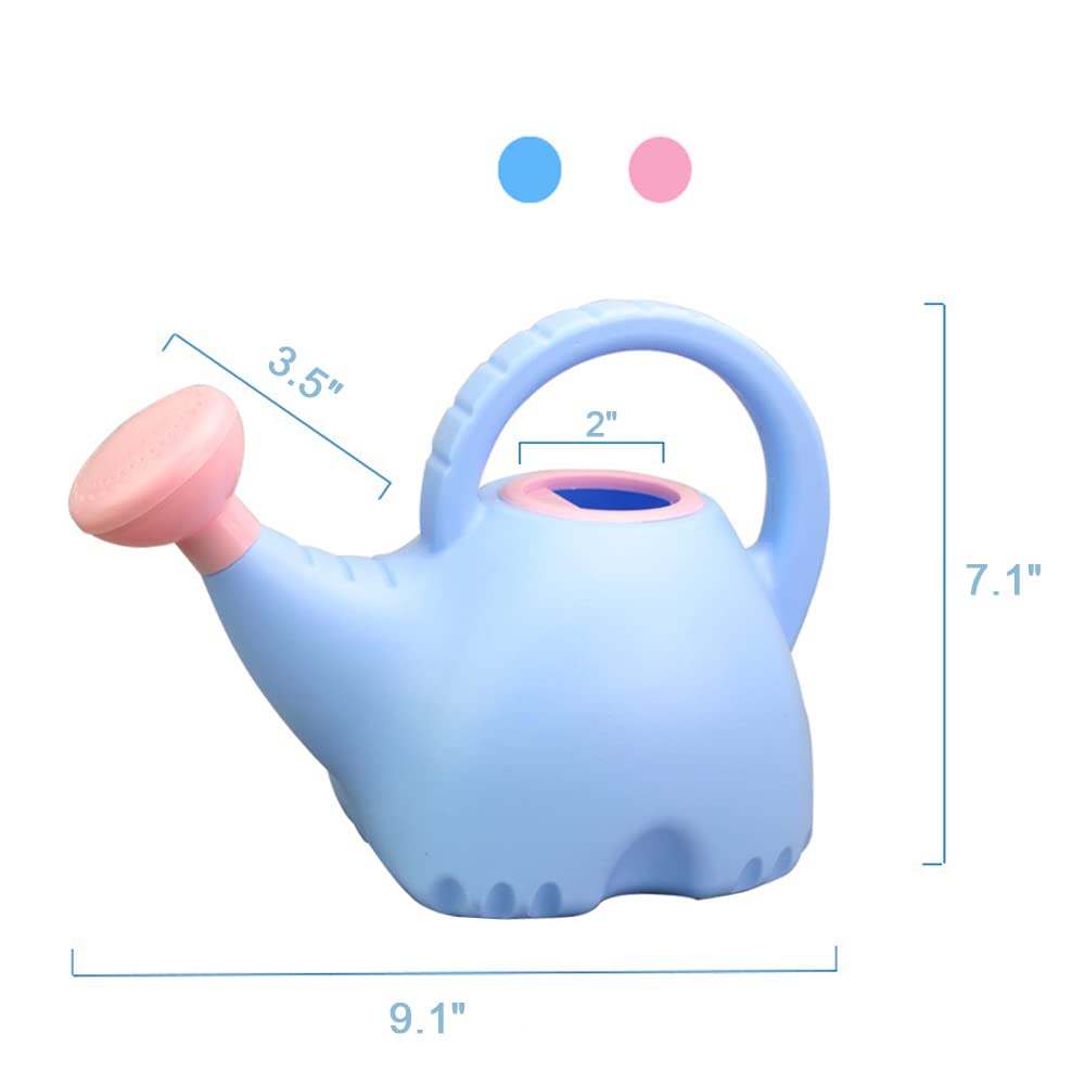 LOYUYU 0.4 Gallon Plastic Watering Can Small Lightweight Cute Indoor Outdoor Garden Plants, Watering Can with Shower Head Elephant: Blue