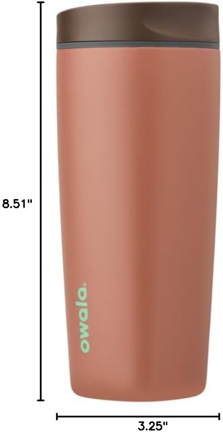 Owala SmoothSip Slider Insulated Stainless Steel Coffee Tumbler, Reusable Iced Coffee Cup, Hot Coffee Travel Mug, BPA Free 20 oz, Cozy Cocoa (Pack of 8)