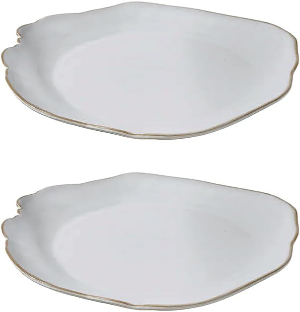 Serene Spaces Living Set of 2 Medium Free-Form Edge Glazed Ceramic Plate- Dinnerware for Vintage Weddings, Events, Measures 9" Long, 8" Wide and 1" Tall