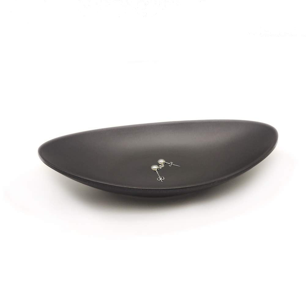 XinHuiGY Black Key Ring Dish Jewelry Tray Key Tray Organizer,Dresser Decor entryway Key Dish Decorative Trinket Dish Housewarming Gift 7inch (Oval)