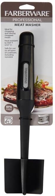 Farberware Meat Masher and Chopper Tool with 5 Beveled Blades - Ground Beef Chopper, Potato Masher, Batter Stirrer - Heat Resistant to 450 F, Dishwasher Safe