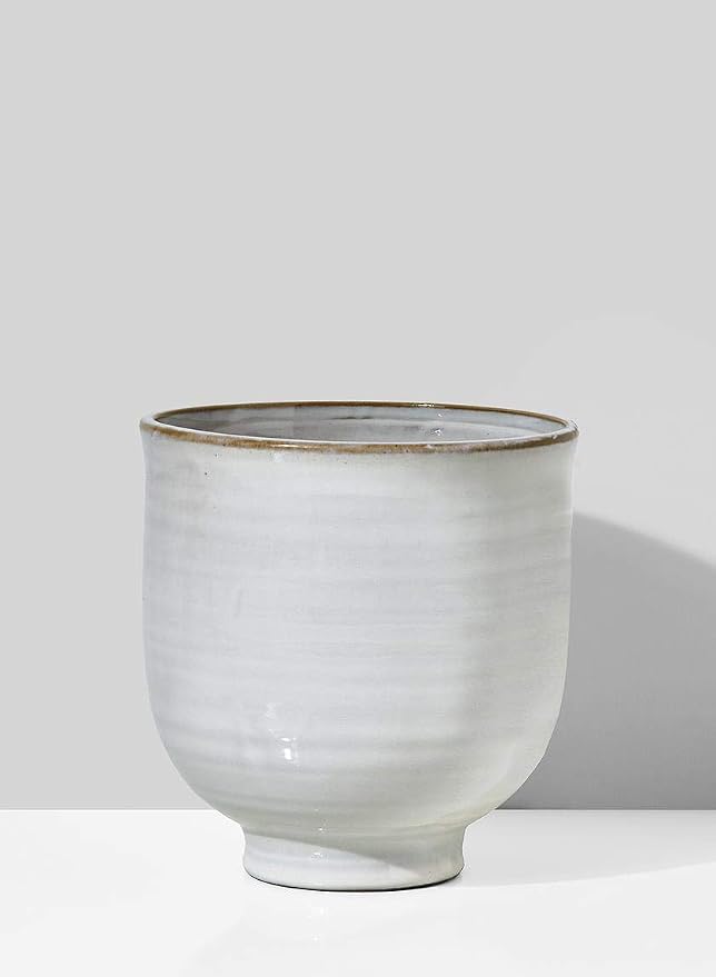 Serene Spaces Living Medium Glazed Ceramic Pedestal Bowl- Centerpiece for Vintage Weddings, Events, Measures 6" Tall and 5.75" Diameter