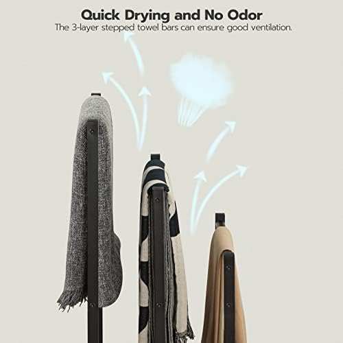 HOOBRO Towel Rack and Blanket Ladder, Blanket Holder for Living Room, Bathroom BF03LB01-BF17CJ01