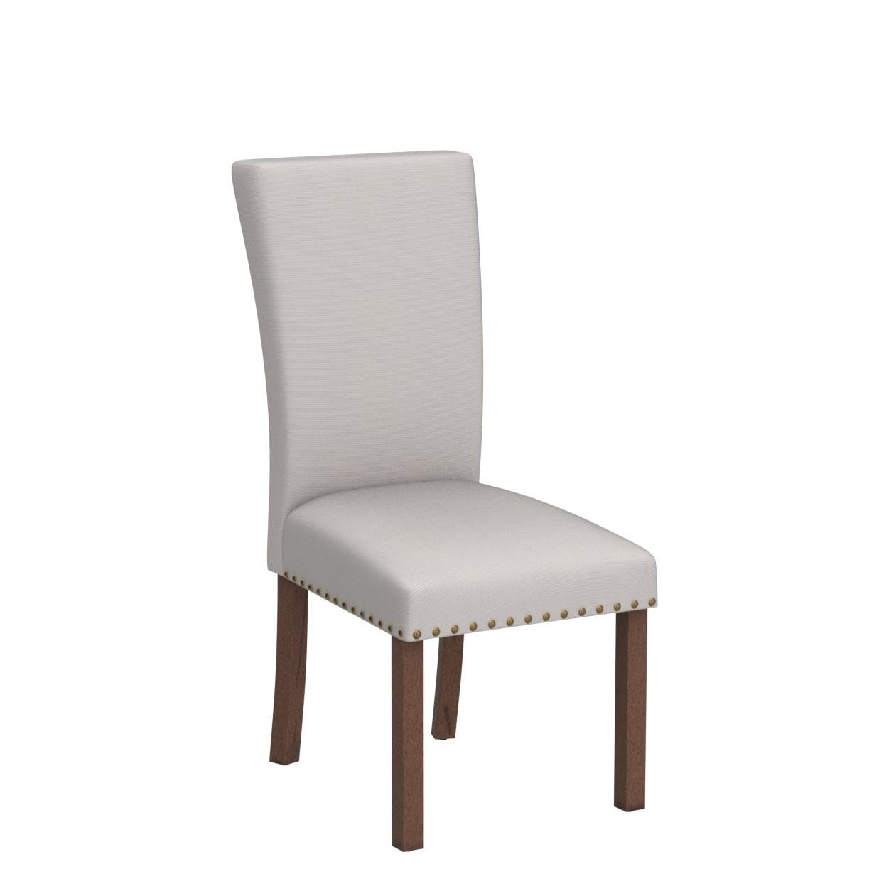 COLAMY Upholstered Fabric Dining Chairs Set of 6, High Back Padded Chairs with Nailed Trim & Solid Wood Legs, Classic Parsons Chairs Side Chair for Home/Kitchen/Living Room-Beige