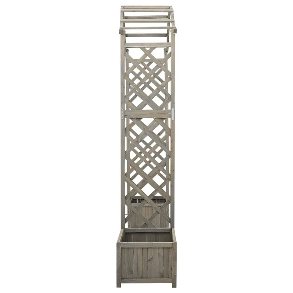 Wooden Garden Arch with Planter Box, Large Grey Firwood Pergola for Climbing Plants, Decorative Entryway for Backyard, Patio, and Lawn Decor