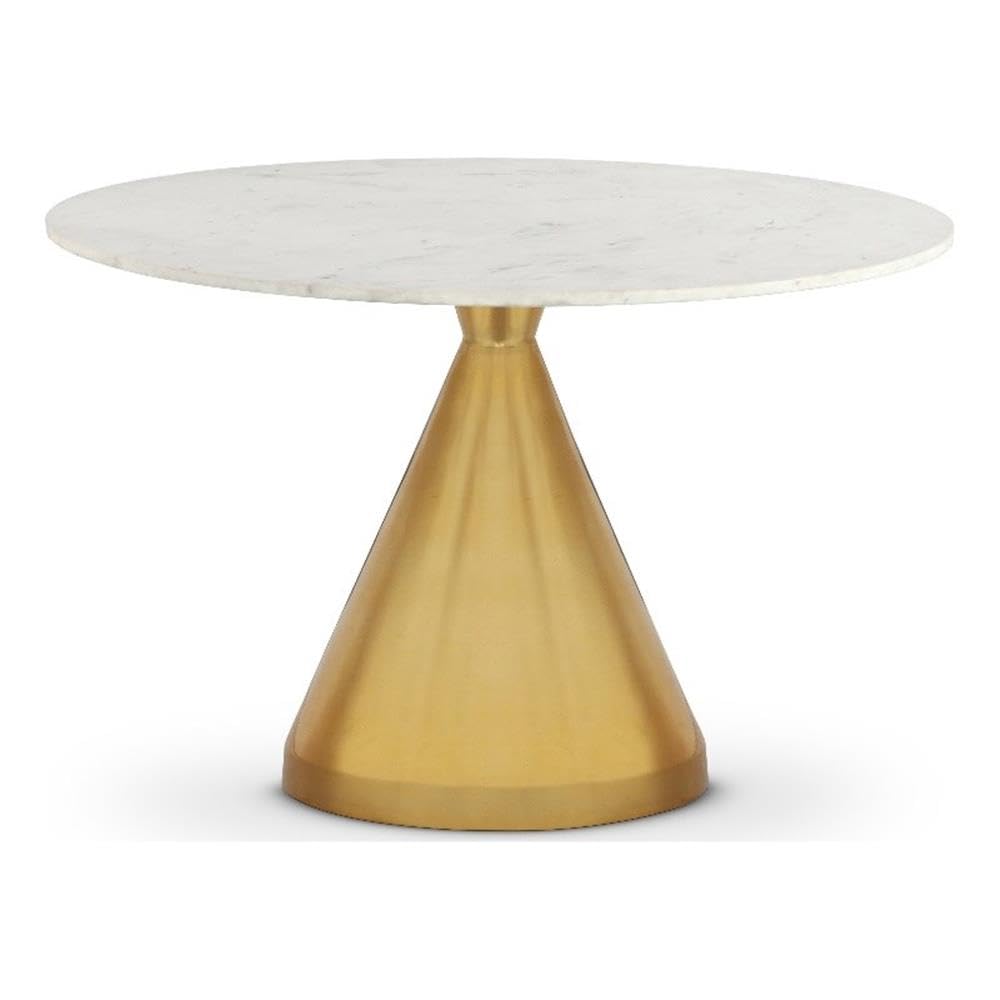 Meridian Furniture 885-T Emery Collection Modern | Contemporary Dining Table with Brushed Gold Stainless Steel, Genuine White Marble Top, 48" W x 48" D x 30" H, Gold