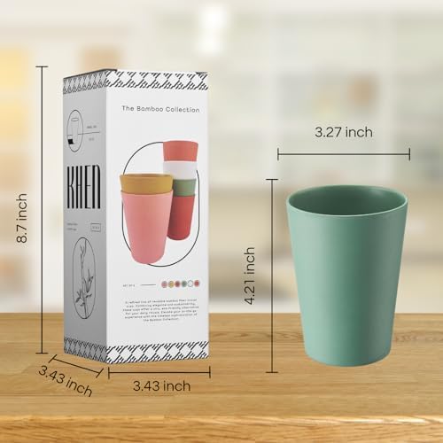 Wheat Straw & Bamboo Cups | Set of 6 Unbreakable 12oz Drinking Glasses, Premium, Reusable & Dishwasher Safe, 6 Vibrant Colors for Water, Juice or Coffee, Eco-Friendly Alternative to Plastic Glassware