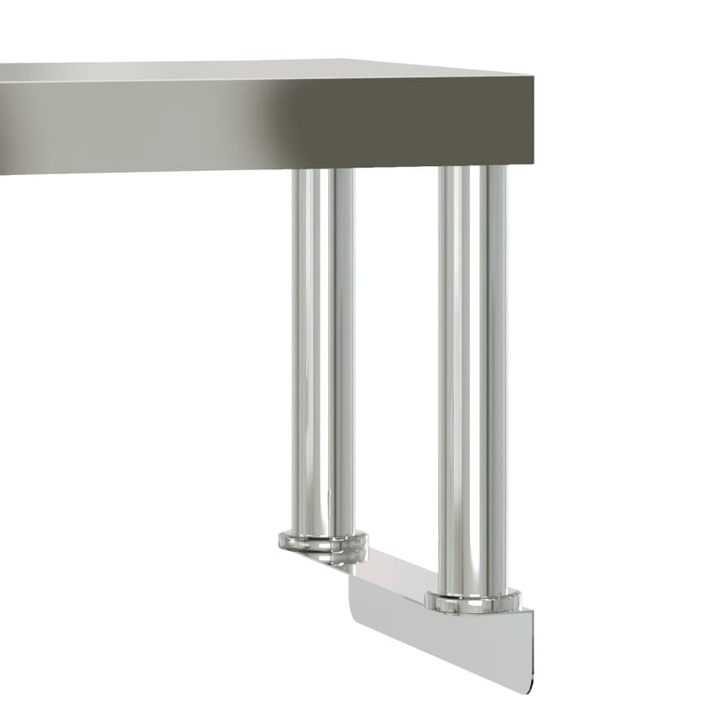Stainless Steel Kitchen Work Table with Overshelf and Wheels, 43.3 x 21.7 Inch Commercial Prep Station for Restaurant, Home, Garage, Utility Cart