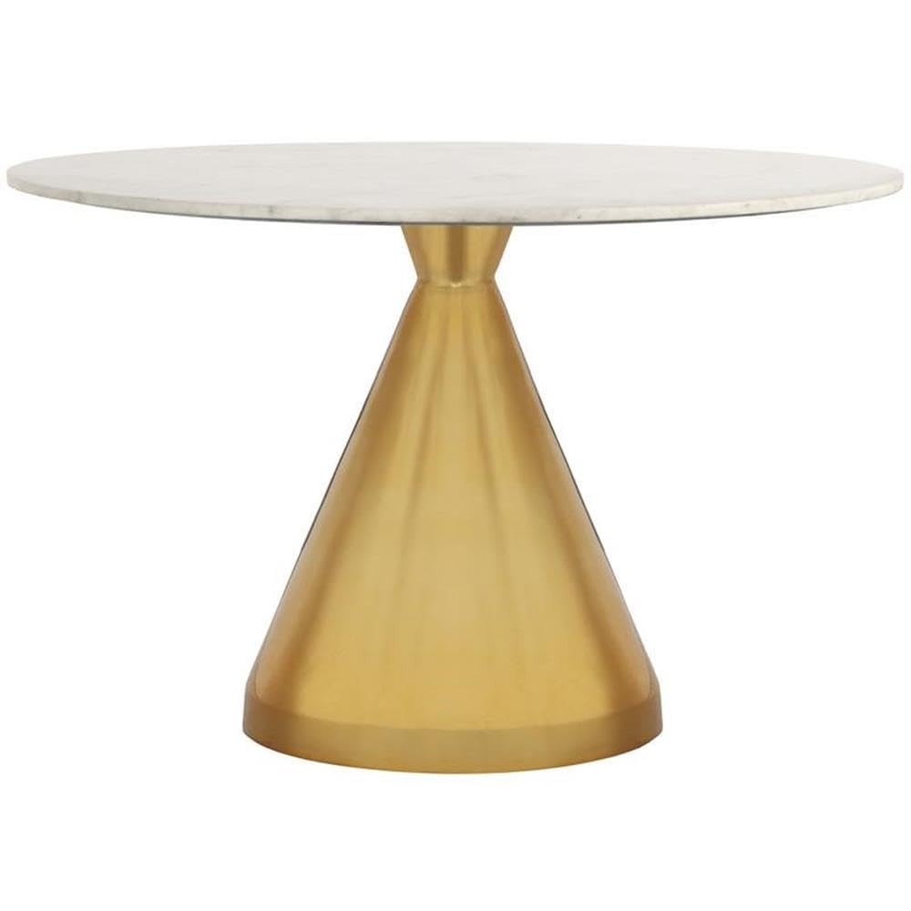 Meridian Furniture 885-T Emery Collection Modern | Contemporary Dining Table with Brushed Gold Stainless Steel, Genuine White Marble Top, 48" W x 48" D x 30" H, Gold