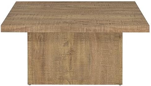 Coaster Home Furnishings Zetta Square Cocktail Living Room Coffee Table Engineered Eco-Friendly Wood Look Laminate Veneer Rustic Farmhouse Mango Brown 708068