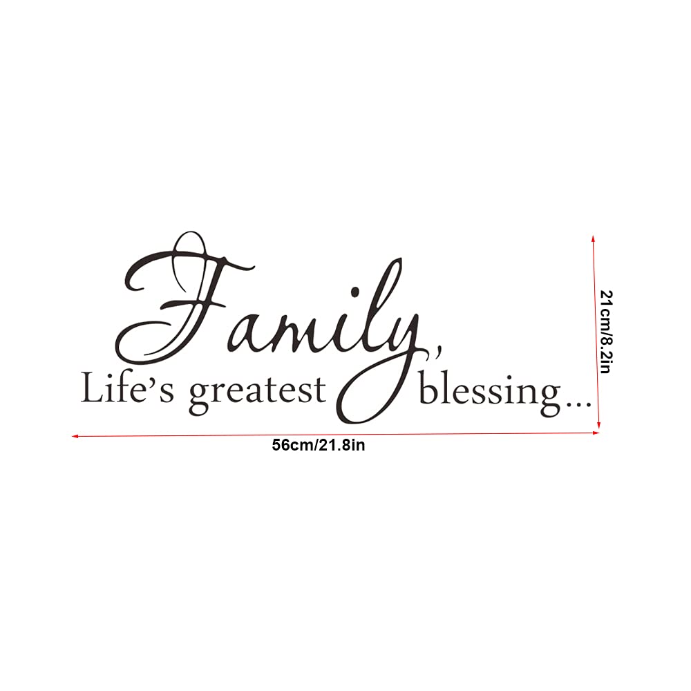 Family Life's Greatest Blessing Vinyl Wall Decal, Removable Stickers for Home Art Decor, Inspirational Quote Saying for Living Room, Bedroom, 22 x 8.3