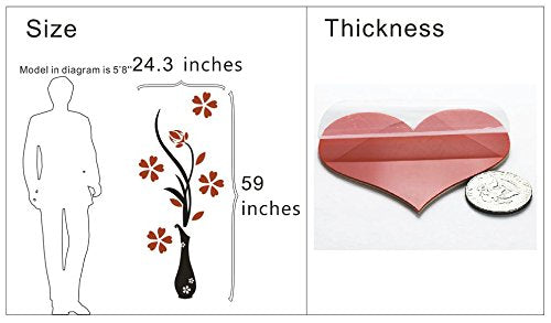 Hermione Baby 3D Vase Wall Murals for Living Room & Bedroom, DIY Wall Decal, Originality Stickers Gift, Red, 59 X 23 inches