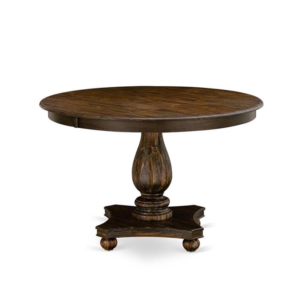 Luxe by East West Furniture FE2-07-TP Ferris Dining Table - a Round Wooden Table Top with Pedestal Base, 48x48 Inch, Distressed Jacobean
