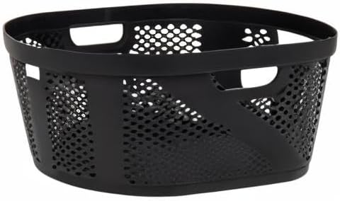 Mind Reader 40L Ventilated Laundry Baskets, Lightweight Clothes Hamper with Cutout Handles for Bathrooms and Closets, Plastic, Set of 2, Black