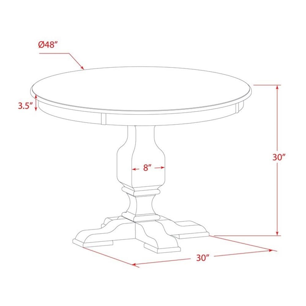 Luxe by East West Furniture FE3-07-TP Ferris Kitchen Dining Table - a Round Wooden Table Top with Pedestal Base, 48x48 Inch, Distressed Jacobean