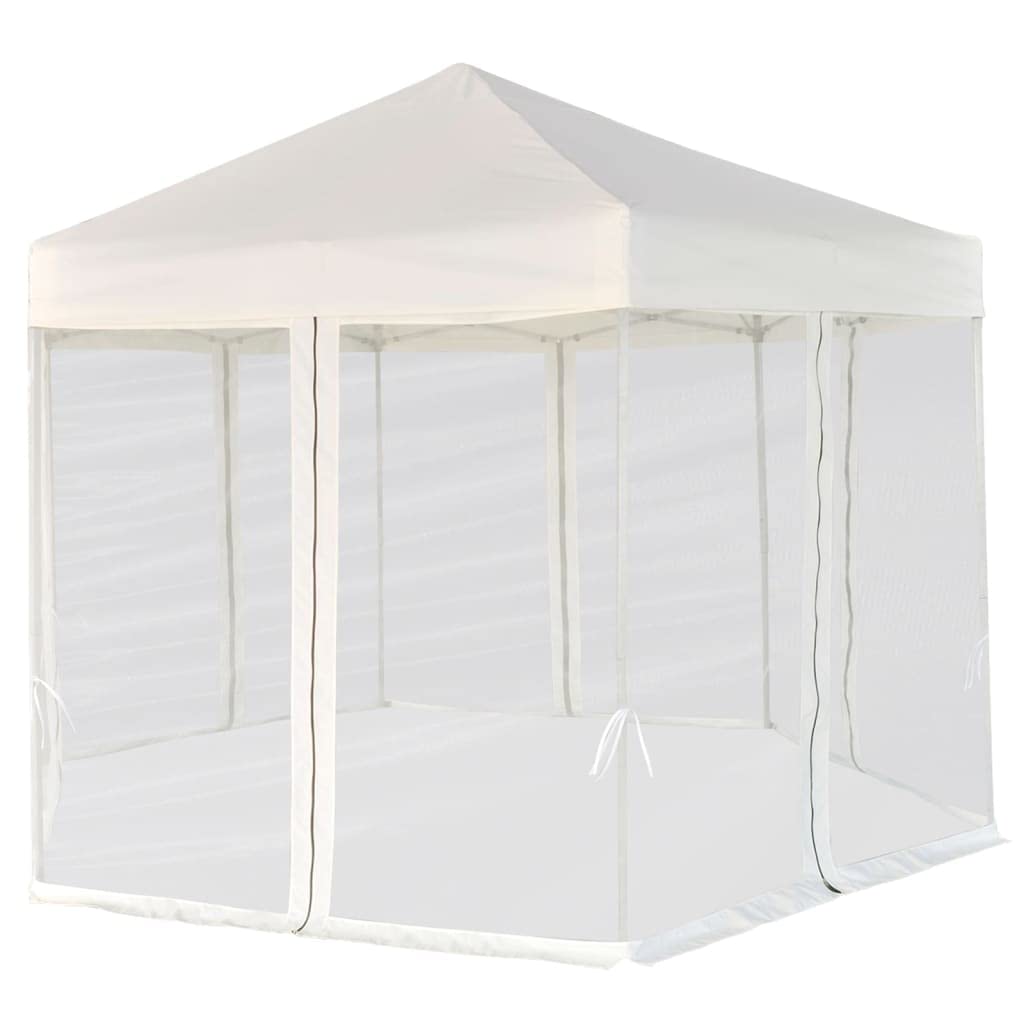 Hexagonal Gazebo Cream White, 11.8x11.8x9.2 ft Outdoor Canopy Tent with Mesh Sidewalls, Portable Pop Up Patio Shelter for Parties, Weddings, Backyard Events Lawn Structures
