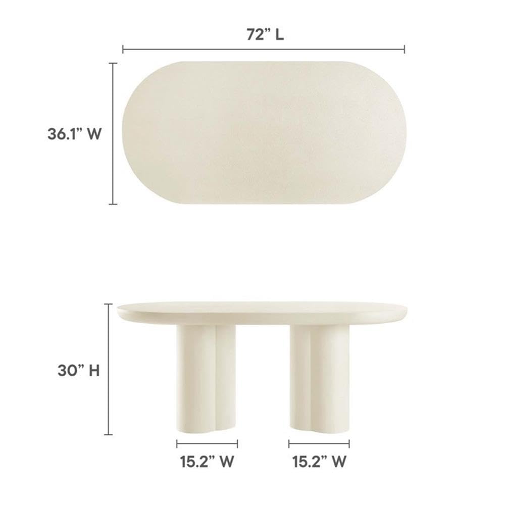 Modway EEI-6764-WHI Caspian 72" Oval Concrete Dining Table, White