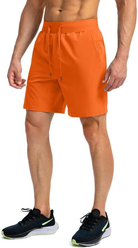 Men's Running Shorts with Zipper Pockets 9 Inch/ 7 Inch / 5 Inch Lightweight Quick Dry Gym Workout Athletic Shorts for Men(7 inch)