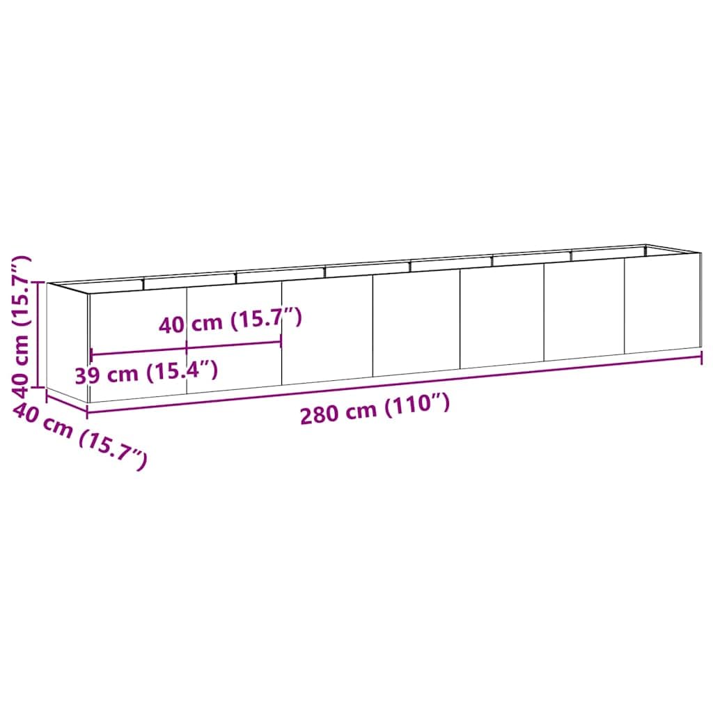 Favemtsl Large Rectangular Raised Planter Box 110.2 x 15.7 x 15.7 in Cold-Rolled Steel Matte Black Outdoor Raised Garden Bed Open Bottom for Balcony Patio Flowers Veggies