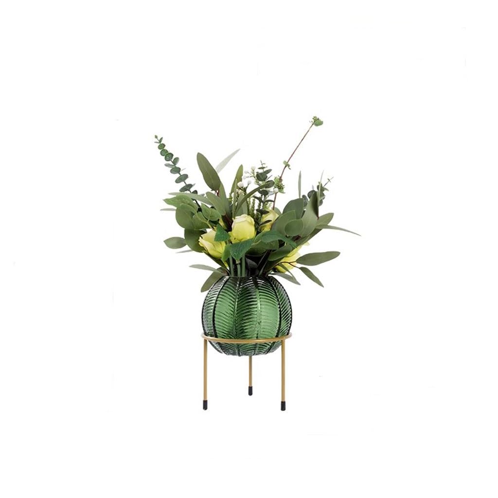 Artificial Plant Nordic Light Luxury Simulation Flower Art Decoration Living Room Table Negotiating Table Glass Bottle Fake Flower Decoration Artificial Tree Indoor(A)