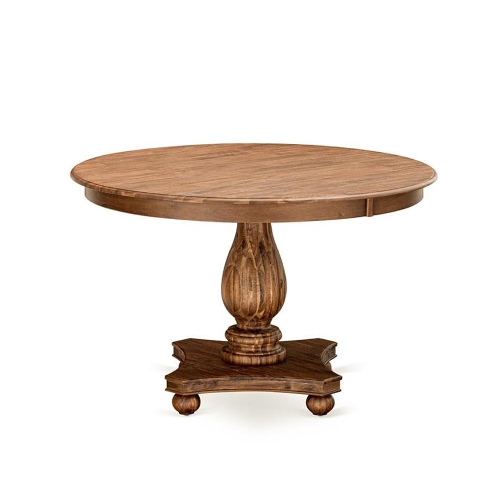 Luxe by East West Furniture FE2-0N-TP Ferris Modern Dining Table - a Round Kitchen Table Top with Pedestal Base, 48x48 Inch, Sandblasting Antique Walnut