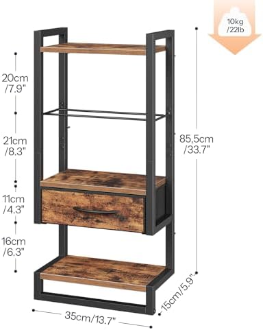 HOOBRO Blanket Ladder and Towel Rack for Bathroom, Drying and Display Rack with Shelf, Towel Bar with Hanging Rod, BF52CJ01-BF11LB01
