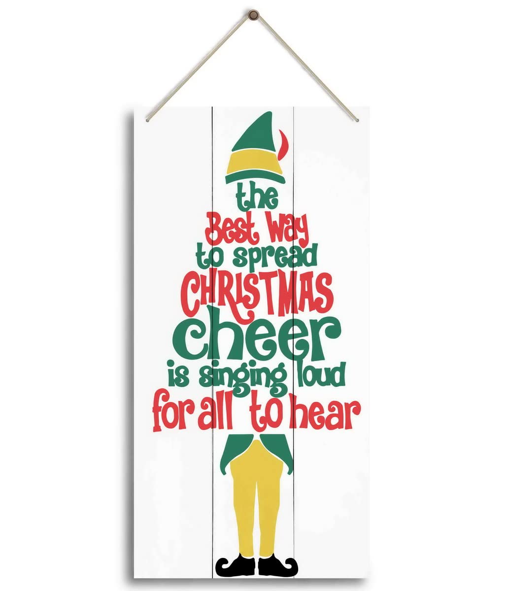 The Best Way To Spread Christmas Cheer, Winter Seasonal Wall Art Hanging Wooden Sign Merry Xmas Holiday Decorations for Home Outside Indoor