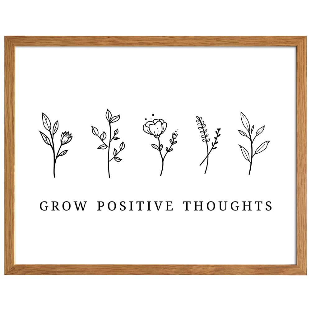 Inspiration Quotes Art Print 11x14 FRAMED - Uplifting Wall Decor for Women - Motivation Boho Home Office Decoration - positive affirmation Sayings, Inspiring Wall Art, Grow Positive Thoughts Self-care