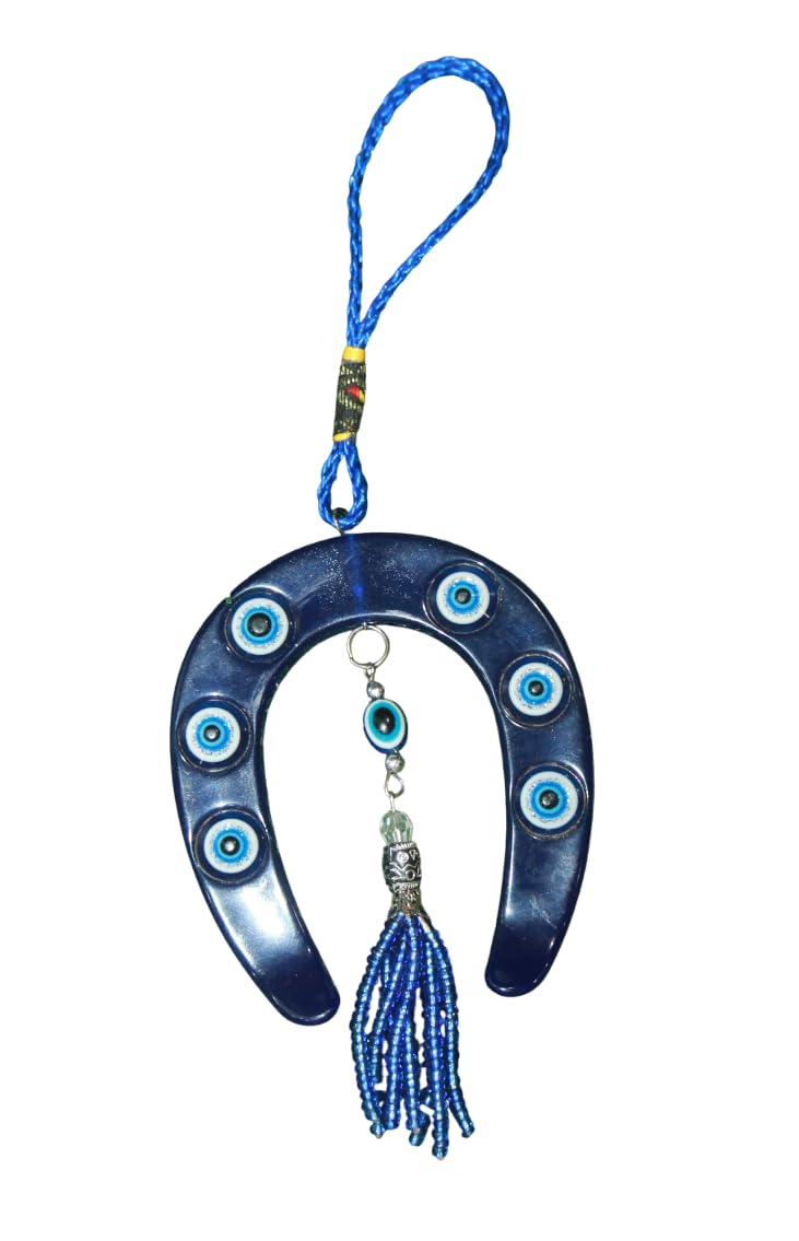 GRI9 Nazar Suraksha Kavach Evil Eye Ghode Ki Naal Wall Hanging for Vastu Nazar Battu Healing for Home, Car & Door/Office Hanging Good Luck Success Prosperity Health Wealth (8 Inches)