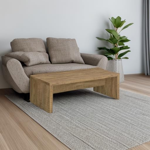Coaster Home Furnishings Wooden Coffee Table w/ Side Panels & Center Brace, Mango Wood - Modern Rectangular Living Room and Bedroom Furniture for House and Apartment