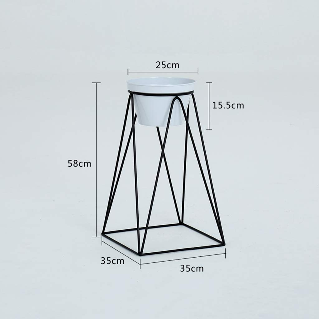 KAJIAO Metal Flower Pot Stand Indoor Balcony Decoration Plant Pot Display Shelf Outdoor Anti-Corrosion Iron Art Floor-Stand Support Rack(White,L)