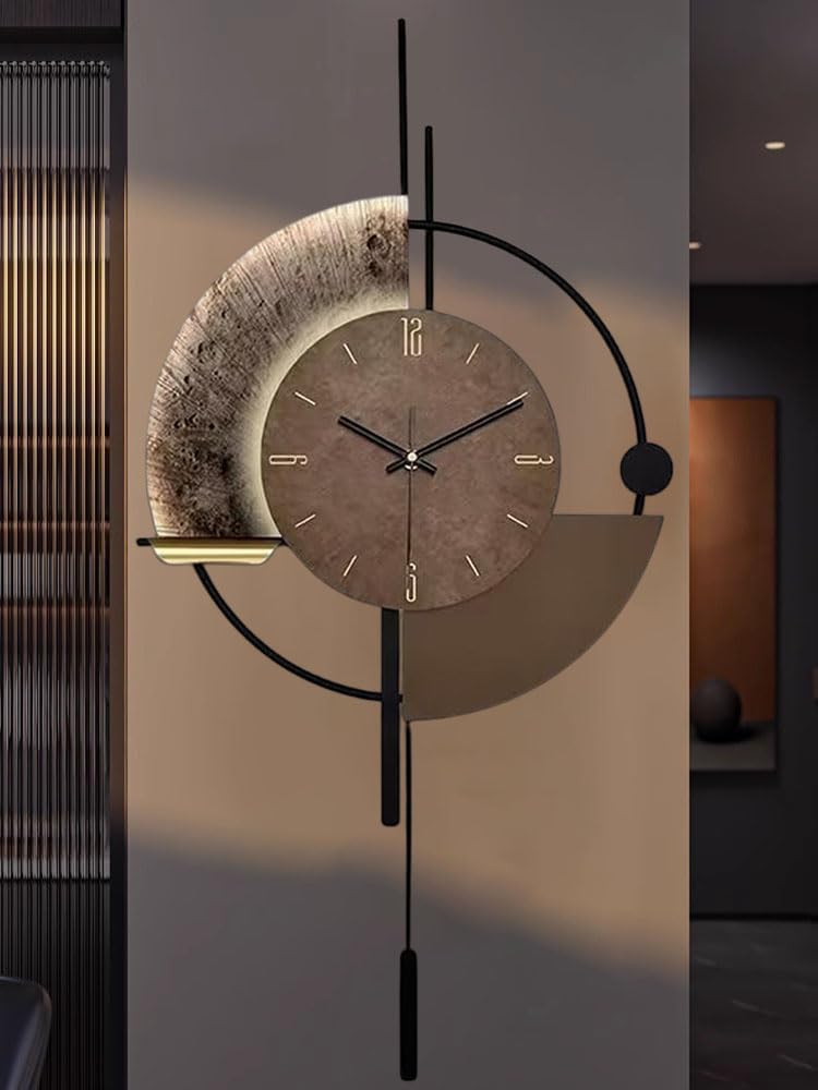 SIN&MI Wall Clock,Decorative Wall Clocks with Pendulum,Silent Quality Quartz Clock Battery Operated,Large Clock for Living Room,Kitchen,Home,Bathroom,Bedroom Wall Decor,16.5 * 31.5inch