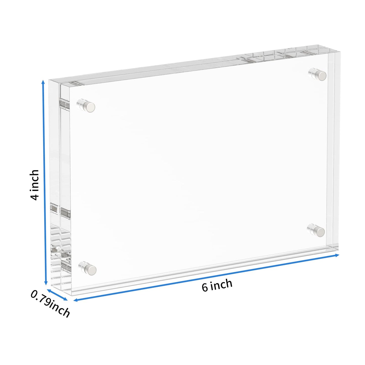 NIUBEE 4x6 Acrylic Picture Frame, Photo Frame 20% Thicker Block,Clear Frameless Acrylic Frames Double Sided,Magnetic frames for Desktop Display