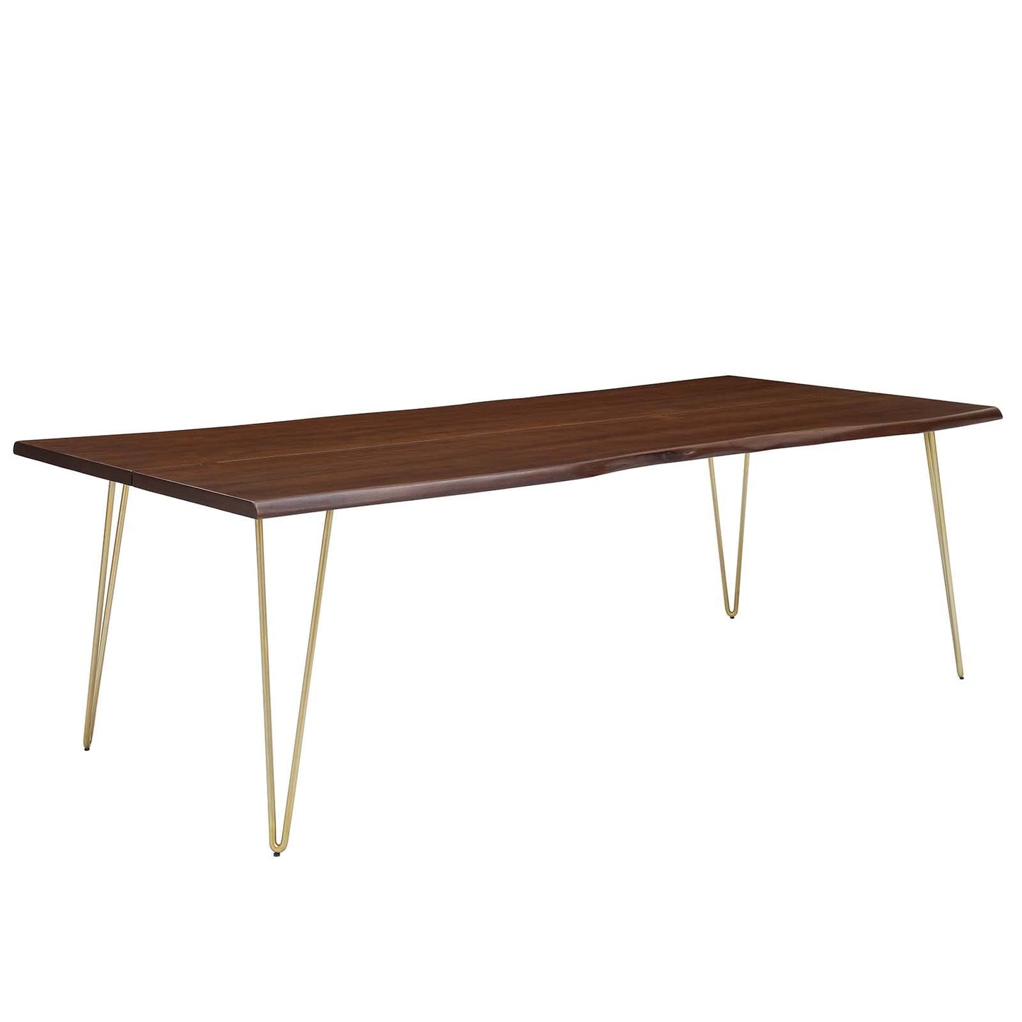 Modway Ardor 96" Live Edge Acacia Wood Rectangular Dining Table in Gold Walnut