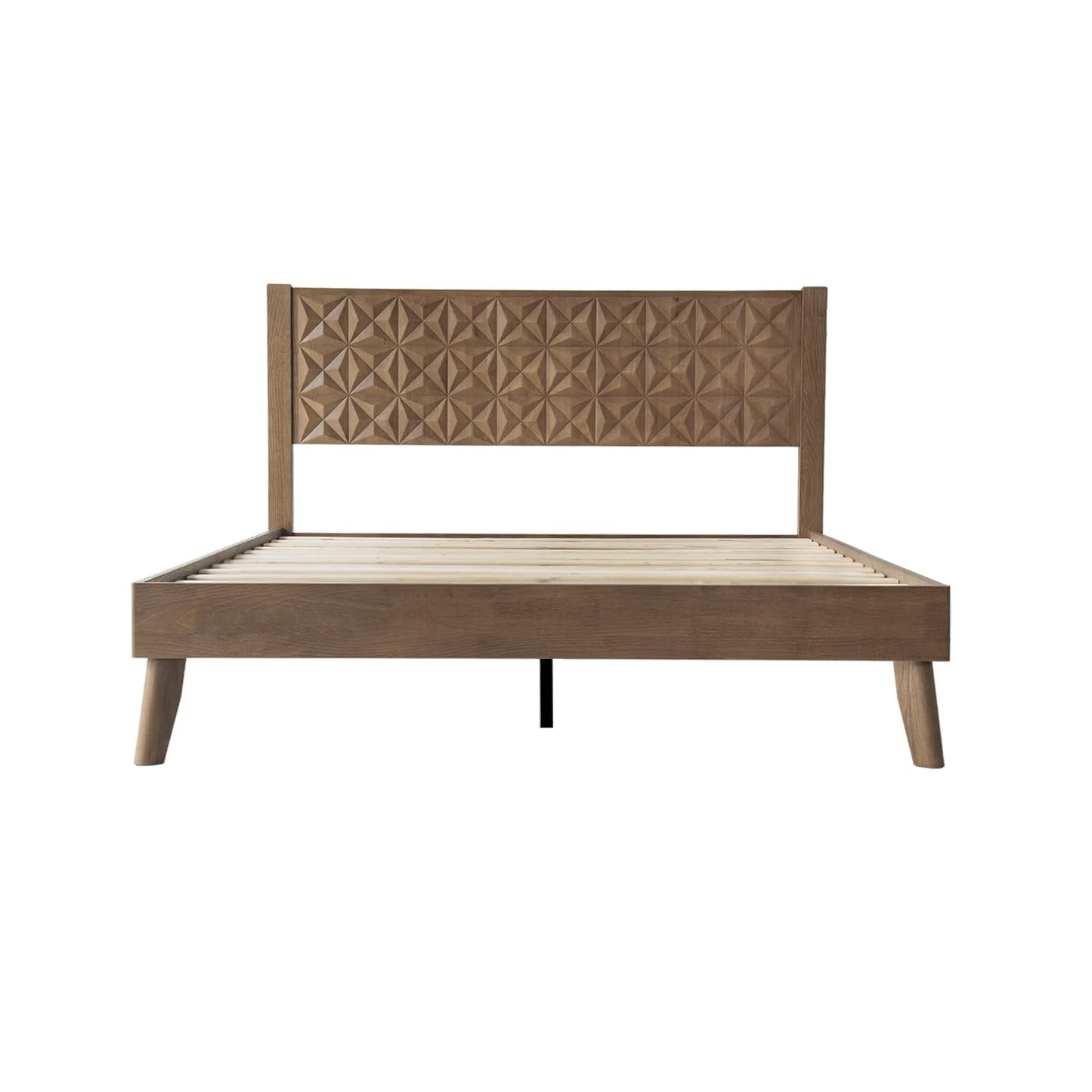 King Size Platform Bed Frame with Headboard & Footboard, 12 Stable Slats with Center Metal Legs, Easy Assembly, Noise-Free & Slip-Free Design, No Box Spring Needed, Barnwood Finish UPK-30